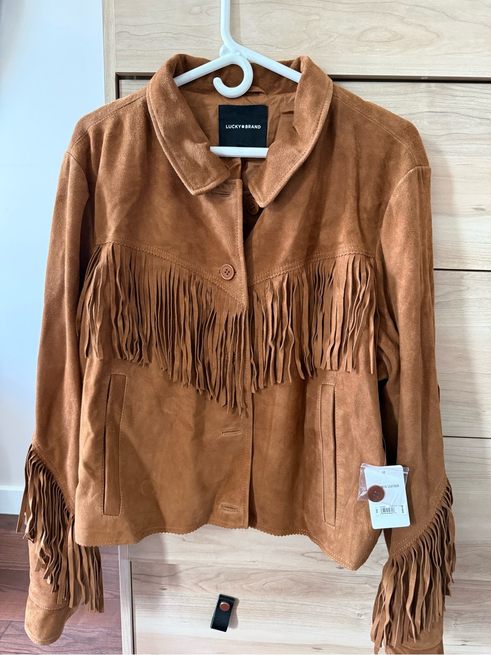 Lucky Brand Women's Brown Suede Fringe Jacket NWT